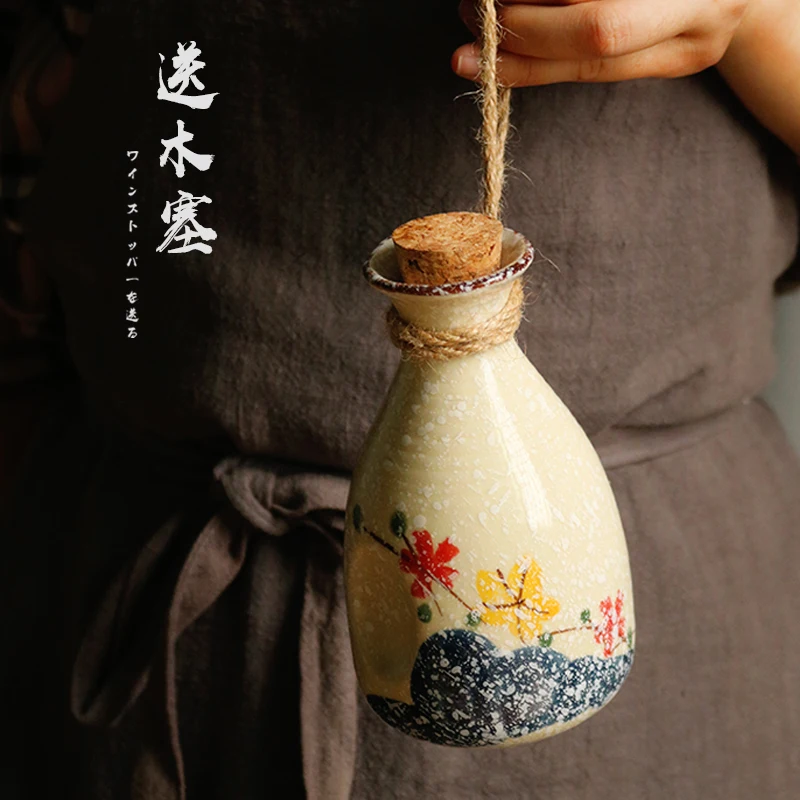 

Vintage Ceramic Wineware Sake Separator White Yellow Wine Spirit Liquor Pot Japanese Style Flagon Household Handmade Wineware