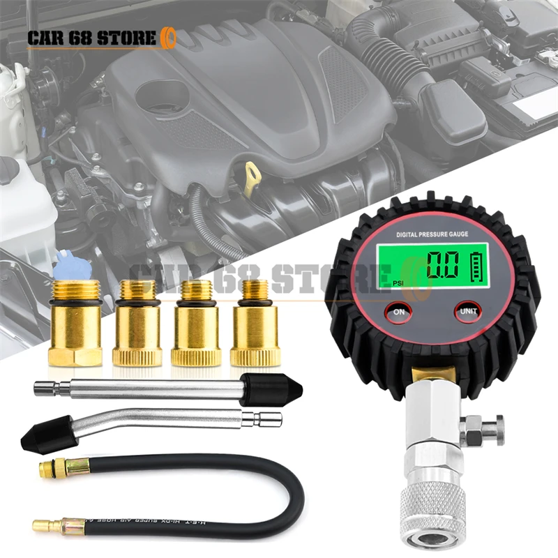 1 Set 0-200 Psi Gasoline Engine  Compression Gauge Tester LCD  Automobile Petrol Gas Engine Cylinder Pressure Test Tool Kits