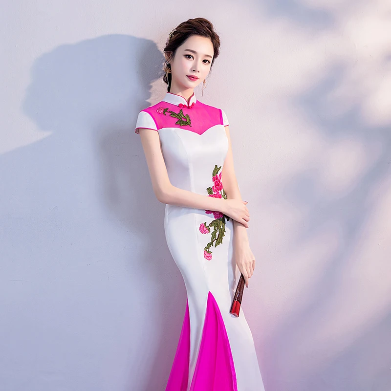 Женское платье Ципао длиной до пола для свадебной вечеринки Элегантное Длинное