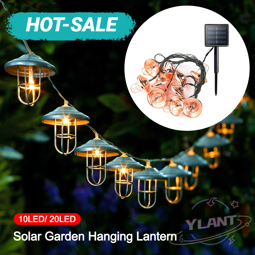 

20LED Solar String Lights Moroccan Wrought Iron Style Patio Fairy Light Outdoor Waterproof Street Garden Hanging Holiday Decor