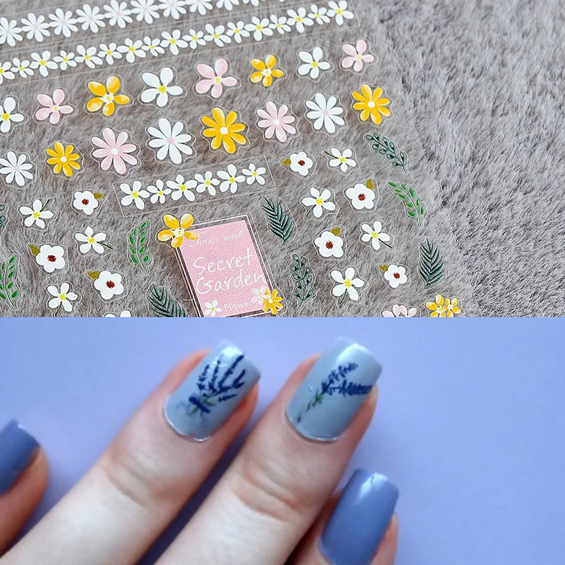 

3D Dasiy Flower Nail Stickers Cartoon Rabbit Chickens Image Sexy Girl Nail Art Decor Leaf Beauty Manicure Stickers for Nails