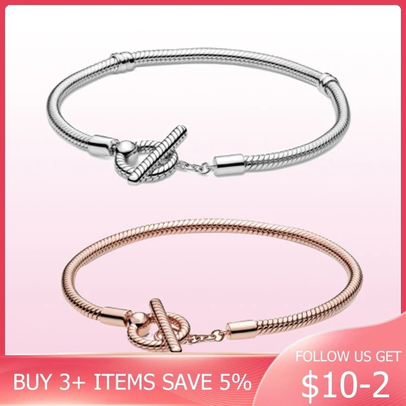 Горячая Распродажа 2020 Новое поступление браслет розовый T Bar змея цепочка с