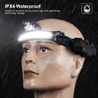 Фонарь налобный XPG + COB светодиодный с умным датчиком, водонепроницаемый супер яркий фонарь с зумом и зарядкой от USB для рыбалки и кемпинга, 2 в 1