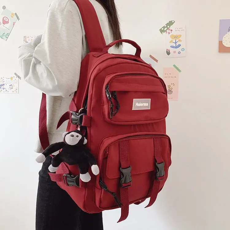 Универсальный школьный ранец для девочек в студенческом стиле однотонный