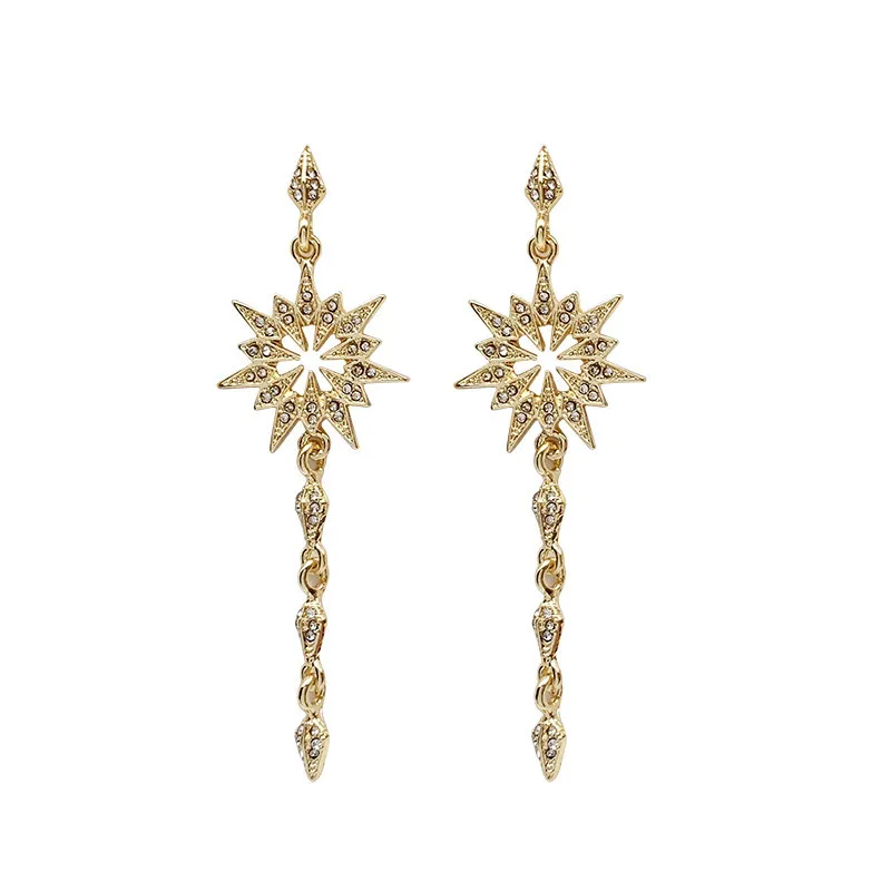 

2020 New Korean Vintage Earrings For Women Gold Sunflower Tassel Earrings Metal Long Hanging Dangle Earrings Fashion Jewelry