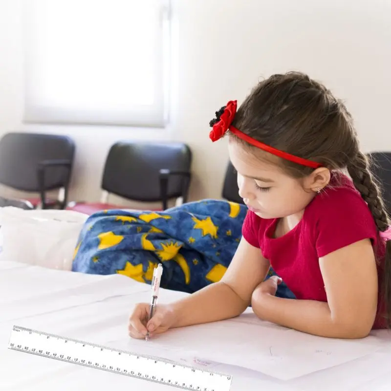 2 шт 12 Дюймов прозрачный Пластик линейка прямая Линейка измерительный инструмент