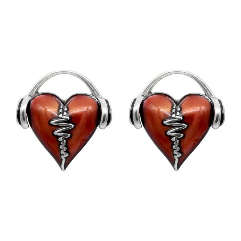 

Trendy Retro Fashion Creative Headphone Heartbeat Earrings Gothic Punk Women Fashion Hip Hop Rock Jewelry Pendant Earrings Gift