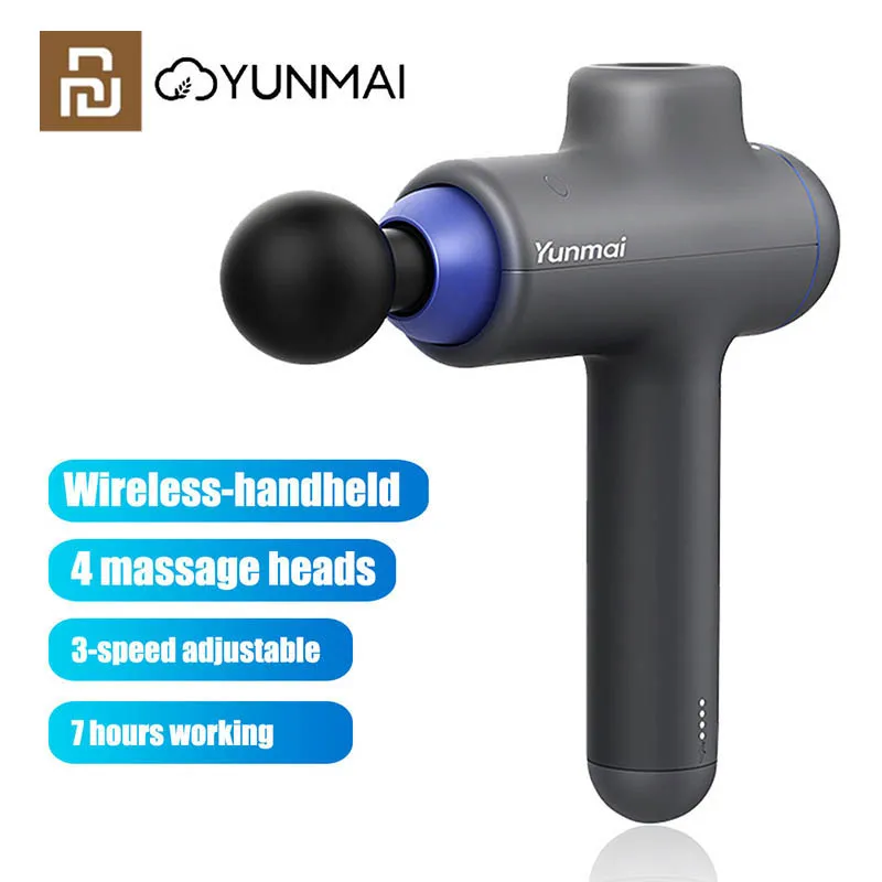 Массажный пистолет YouPin YUNMAI Deep Fascia стимулятор мышц тела 3 режима 4 головки ручной