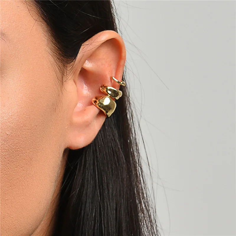 

Minimalist Gold Color Clip on earrings Earcuffs Female Fashion Simple High Quality Hoops Non Piercing Ear Clips Party Jewelry