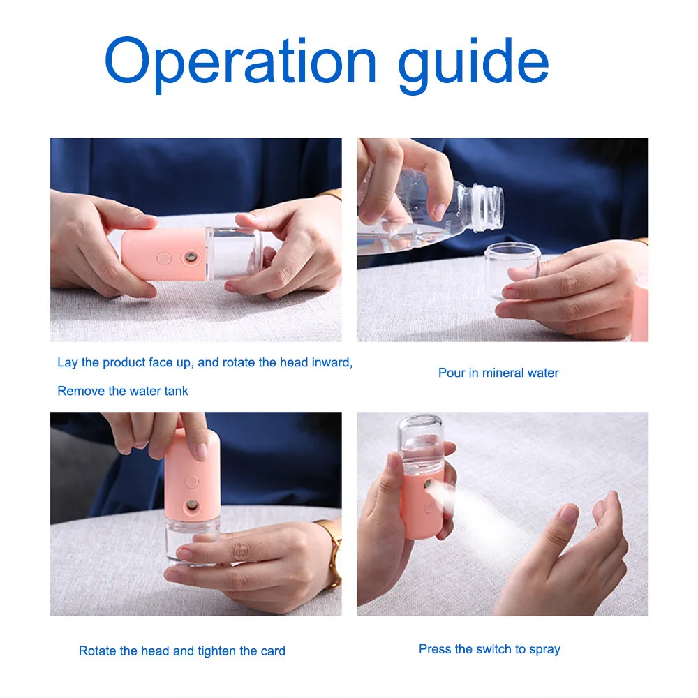 Портативный мини спрей для лица 30 мл нано распылитель тумана небулайзер Паровая