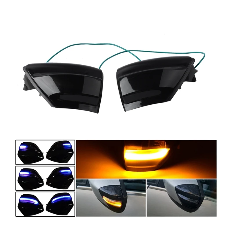 

Car LED Dynamic Turn Signal Side Rearview Mirror Light for Ford S-Max 07-14 Kuga C394 08-12 C-Max 11-19 Blue Light