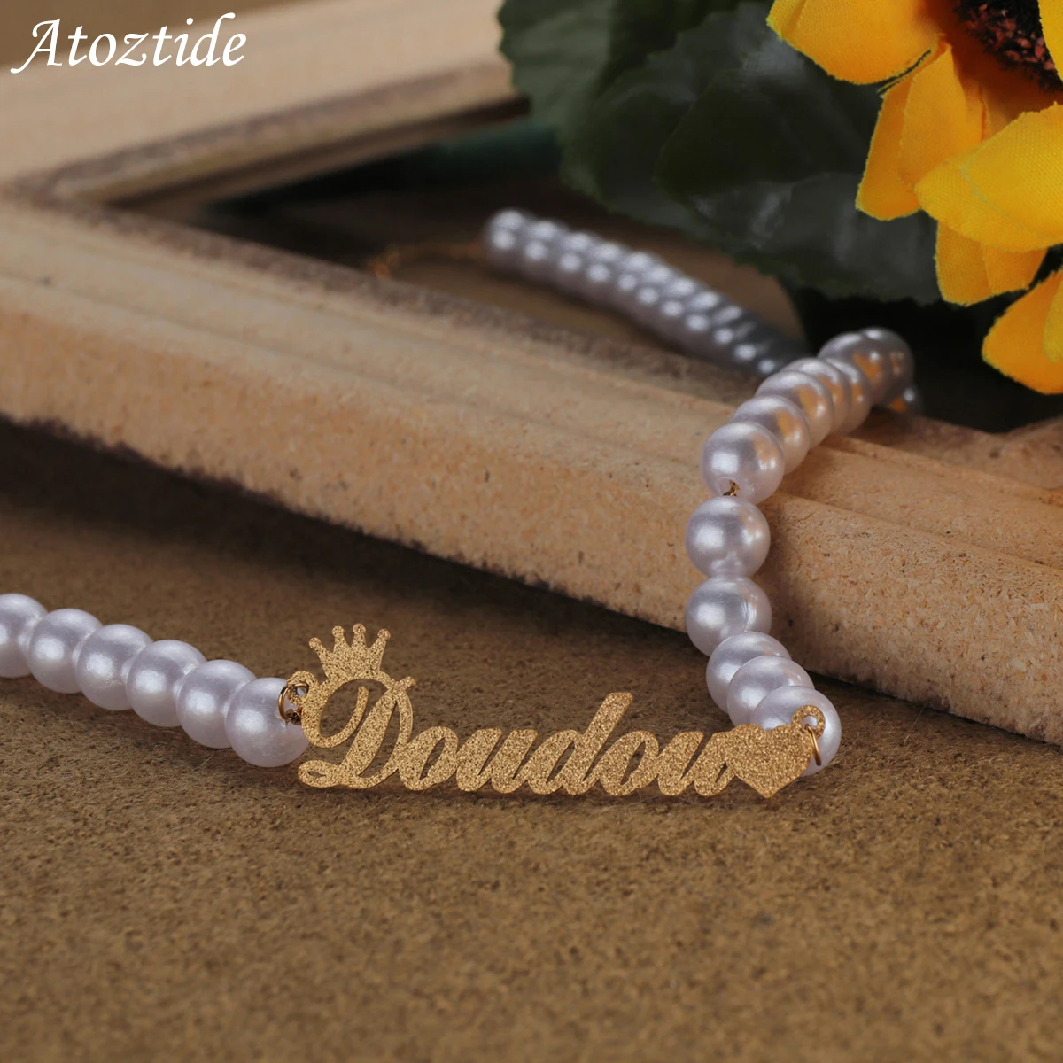 Customized Name Necklaces Stainless Steel Personalized frost Pearl Chain Choker Pendant Statement Elegant for Women Jewelry