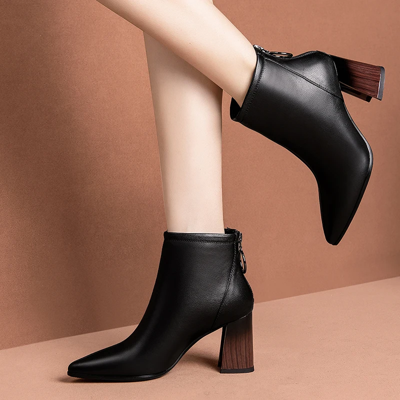 Ботильоны ISNOM на высоком каблуке в полоску женские ботинки женская обувь из