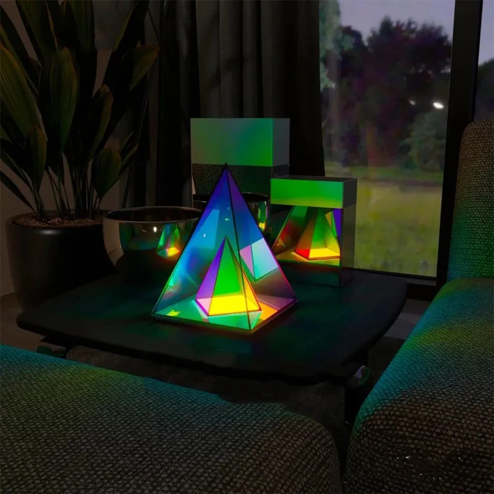 Новый акриловый треугольный куб RGB Декор Светодиодная настольная лампа
