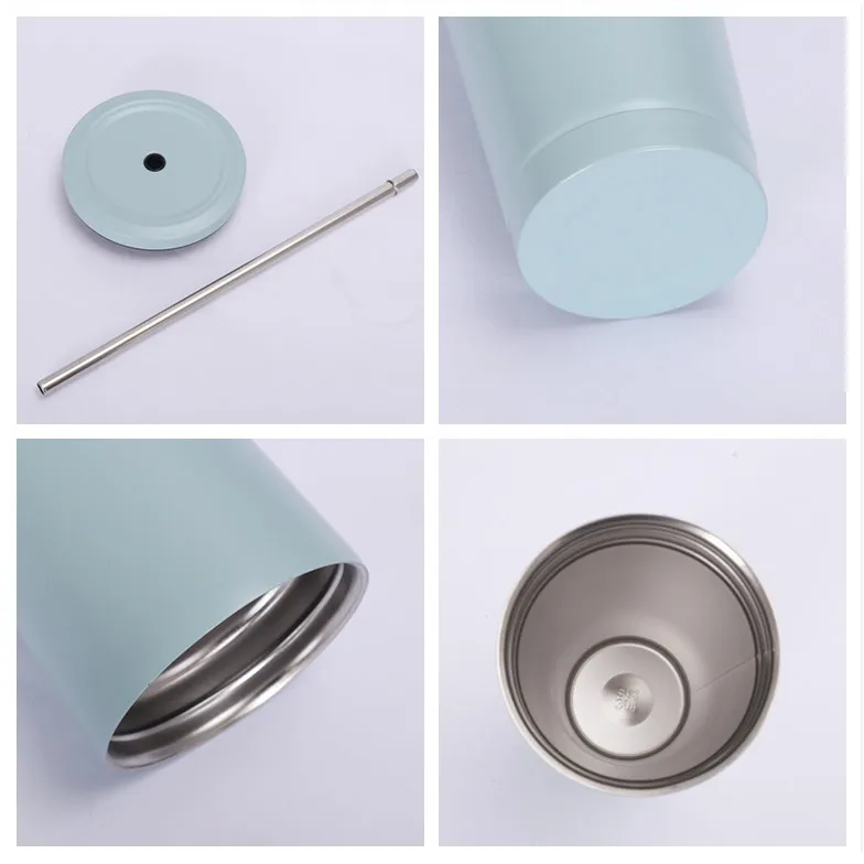 

New Hot Sale 750ML 304Stainless Steel Straw Cup Large Capacity Vacuum Solid Color Coffee Mug Tumbler Cup