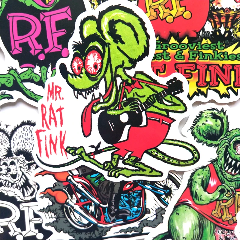 10 шт. Rat Fink стикер ПВХ игрушка наклейка Дека для чемодан для скейтборда холодильник мотоцикл наклейка