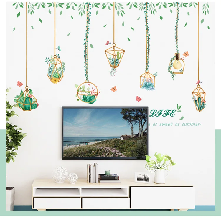 Креативная Наклейка на стену с растением для спальни декоративная настенная