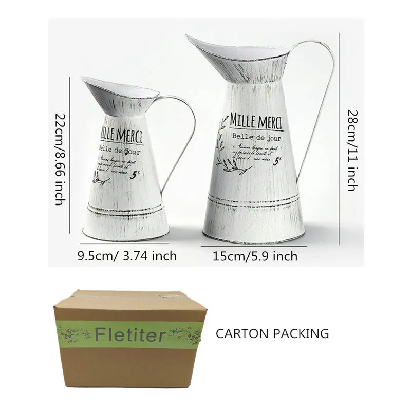 Декоративные кувшины для дома во французском стиле металлический белый