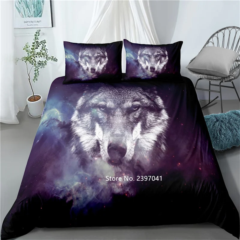 

Home Textile 3D Digital Printing Oil Painting Dark Animal Wolf Bedding 2-3 Luxurious Quilt Cover Pillowcase Adult Products