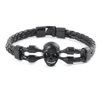 hot sale new fashion pop skull mens bracelets high quality leather bracelets popular boys knighthood casual charm bracelets