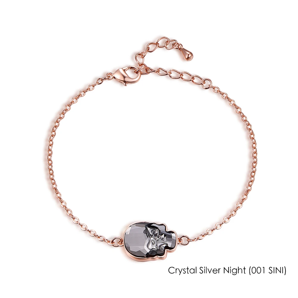 Malanda кристаллы от Swarovski браслеты с черепами браслеты для женщин новые модные браслеты из розового золота свадебные украшения подарок для девочек - Окраска металла: Crystal SINI