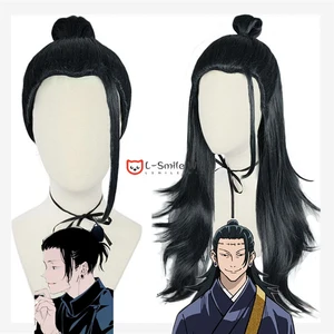 2 Styles Anime Jujutsu Kaisen Cosplay Wig Suguru Geto Kenjaku Black Hair Cosplay Wig Synthetic Party in USA (United States)