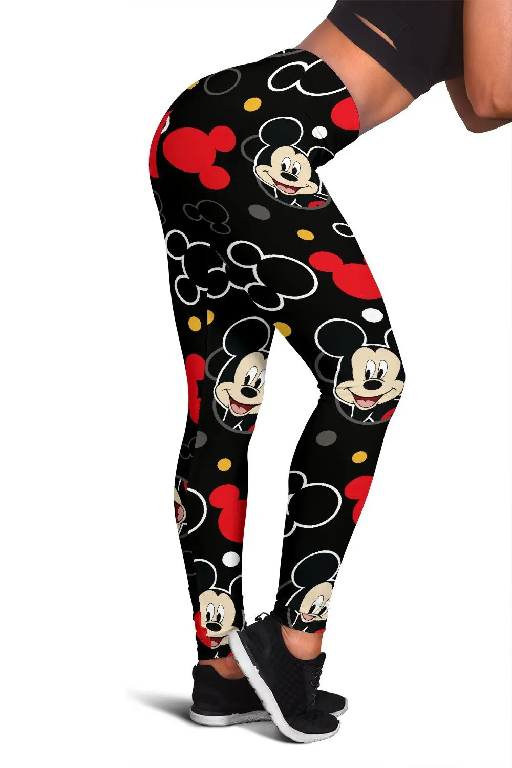 

DISNEY mickey mouse Fitness Women Leggings Fashion Patchwork Print High Waist Elastic Push Up Ankle Length Polyester Leggings