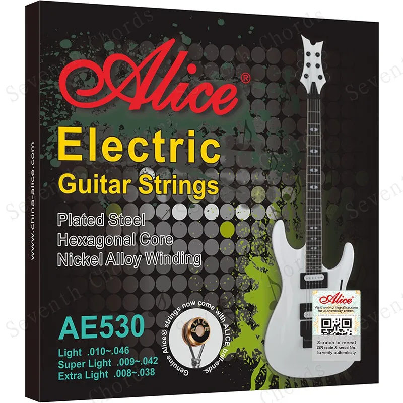 

2 Sets Alice Electric Guitar Strings Nickel Alloy Wound Plated 008 Style Steel String sets (1st-6th 008-038) AE530-XL