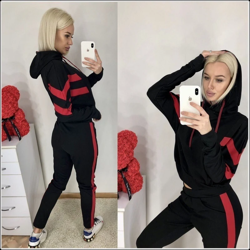 Женский спортивный костюм из 2 предметов повседневный укороченный топ с