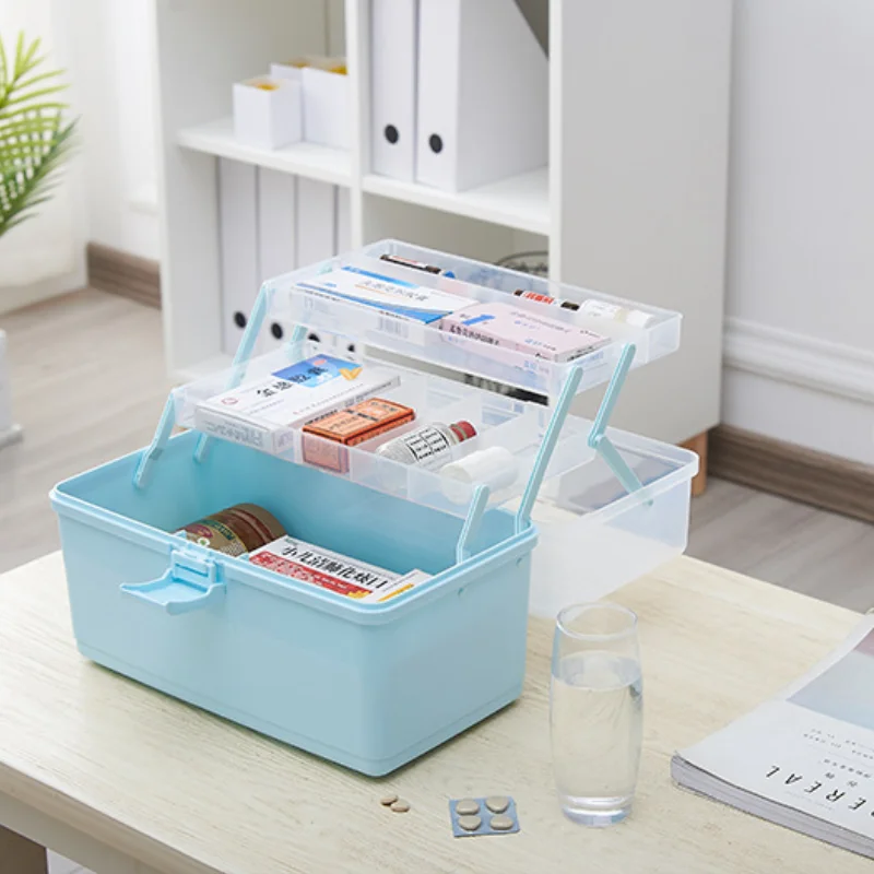 

Multifunctional Portable Storage Box Rectangular Folding Cosmetics Small Objects Storage Household Three-layer Medicine Box