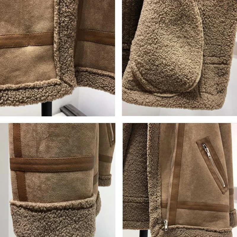 

Winter Style Warm Biker Woman Faux Fur Leather Coats Overcoats Lady Lamb Fur Jacket Women Outwear Clothing Brand Streetwear A289