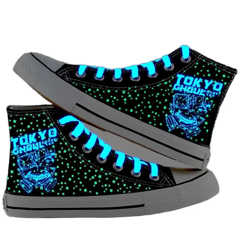 

Светящиеся туфли kaneki ken, Токийский Гуль, светящиеся парусиновые туфли, повседневная обувь в стиле преппи, панк, рок, обувь на шнурках