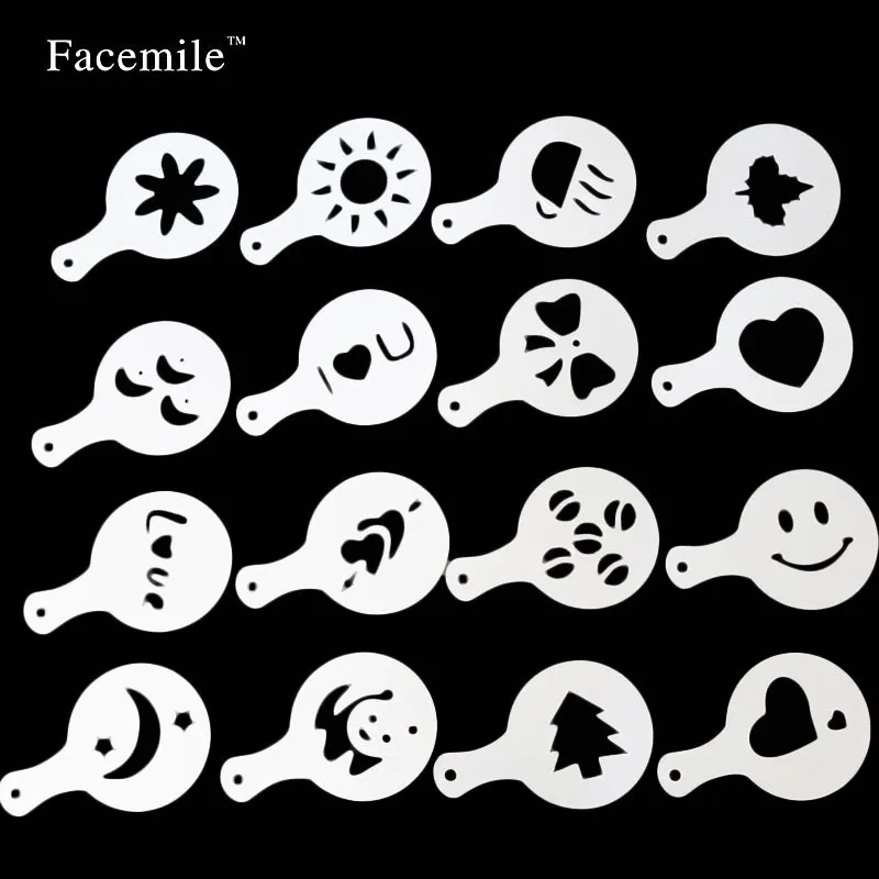 16 шт. трафарет для кофе молока капкейков форма бариста капучино Strew Pad Duster