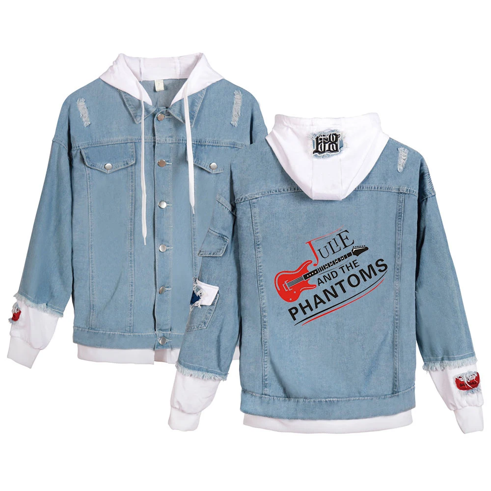 

Julie and the Phantoms Denim Jackets Fake Two Piece men/women's Long Sleeve Pockets Hoodies Coat Streetwear girls Jacket Denim