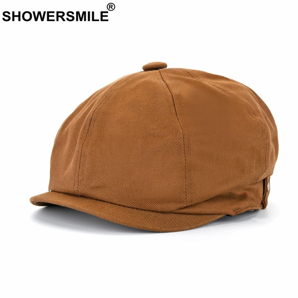 Кепка газетчик SHOWERSMILE белая унисекс хлопковая восьмиугольная кепка в британском