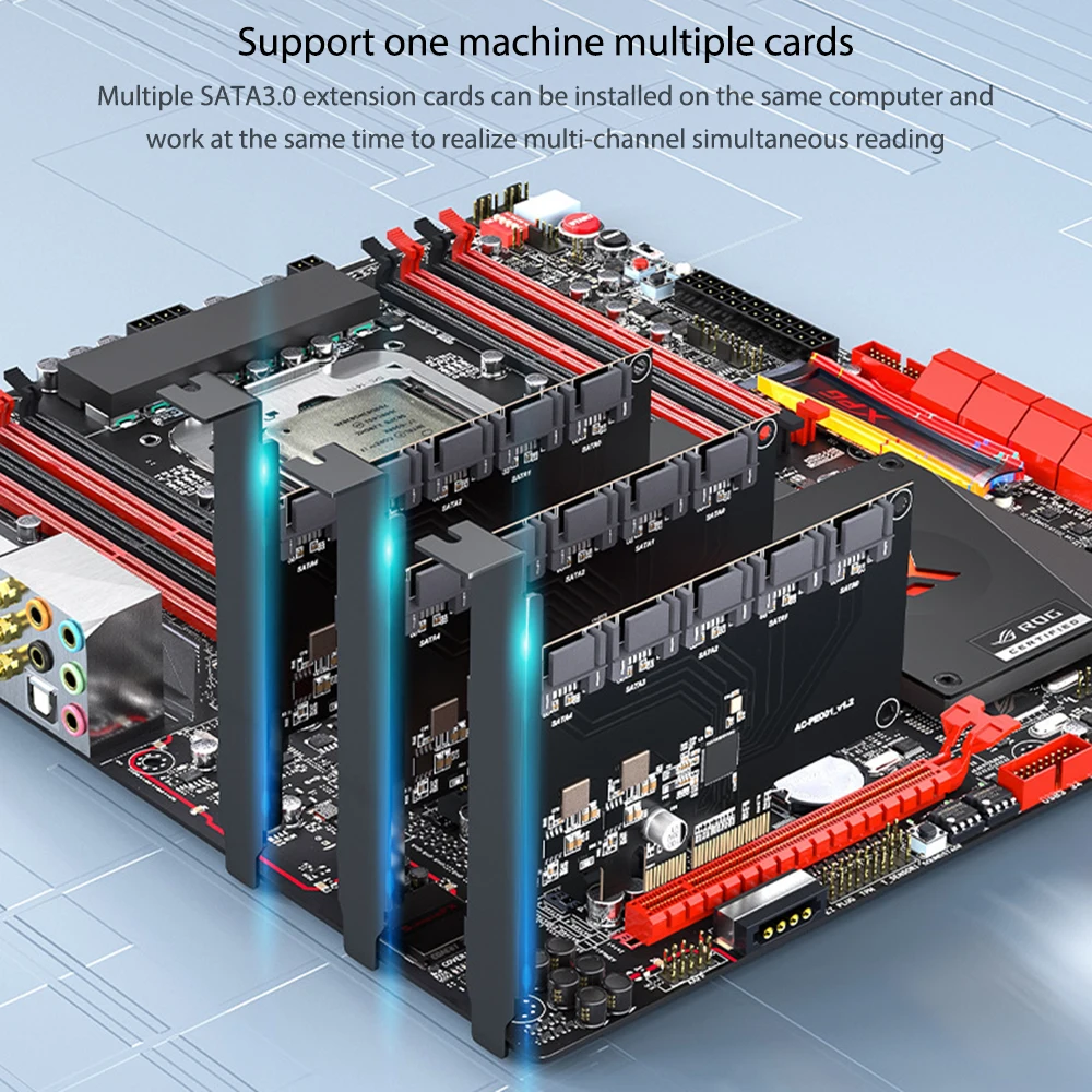 SATA PCI-E Adapter 5/8/16/24 Ports PCI Express X1 X4 X8 X16 To 3.0 6Gbp Interface Rate Expansion Card Controller | Компьютеры и офис