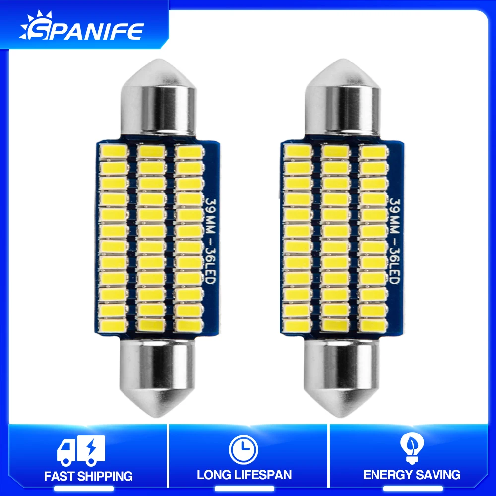 

2 шт., Автомобильные светодиодные лампы C5W 12 В 39 мм 36SMD 3014
