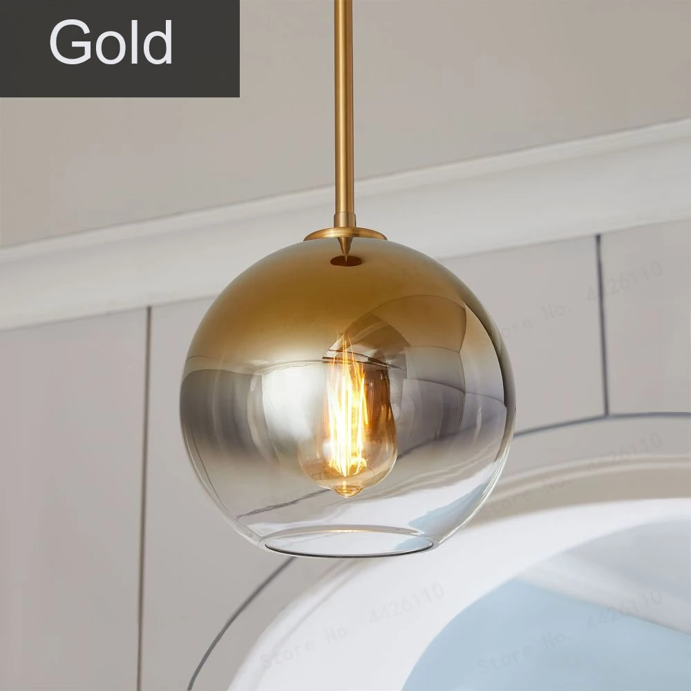 Gold BLUBBLE современный подвесной светильник серебро золото градиент подвесной стеклянный шар лампа, подвесной светильник кухонный светильник столовая гостиная свет - Цвет корпуса: Gold