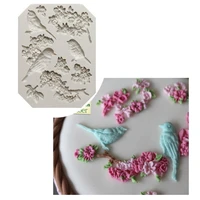 bird and flower silicone fondant mold cake decor tools chocolate gumpaste mold kitchen tool cake modle tool