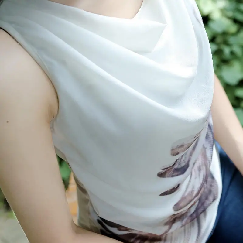 Шифоновая Блузка Neploe без рукавов топ с принтом павлиньих перьев рубашка 2020