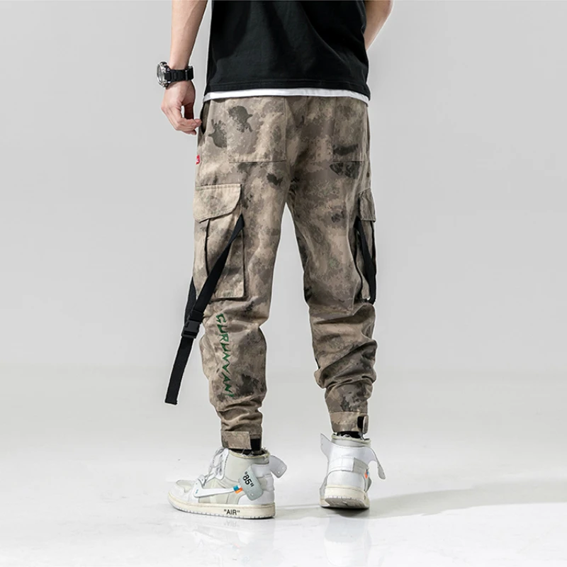 Свободные мужские камуфляжные брюки карго хип хоп шаровары тактические