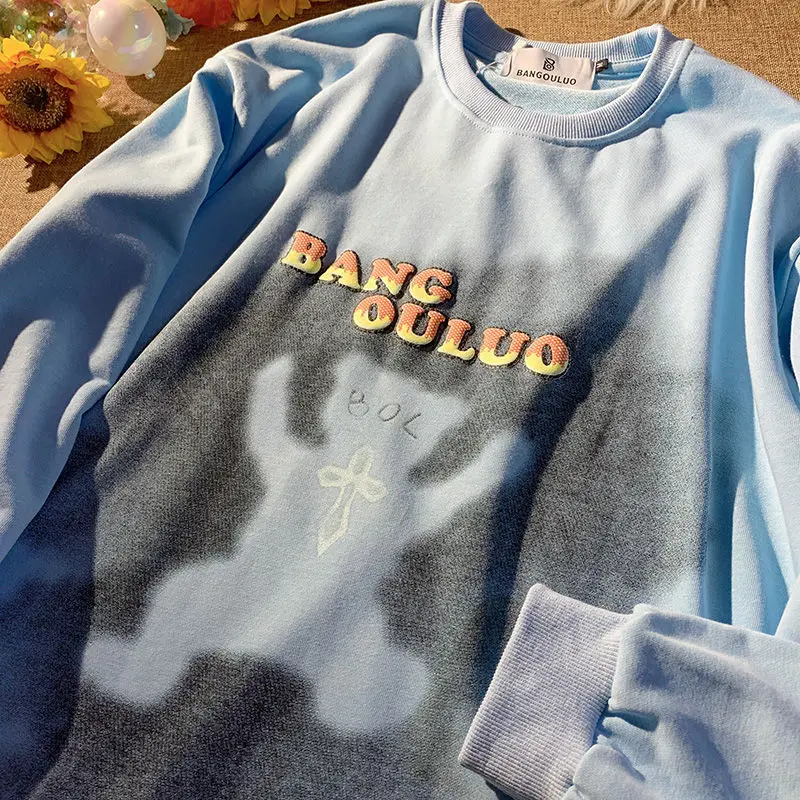 

Vintage Letters Cross Printing Sweatshirt Women O-neck Long Sleeve Tops 2021 Autumn Fashion Streetwear Teens Clothes Harajuku