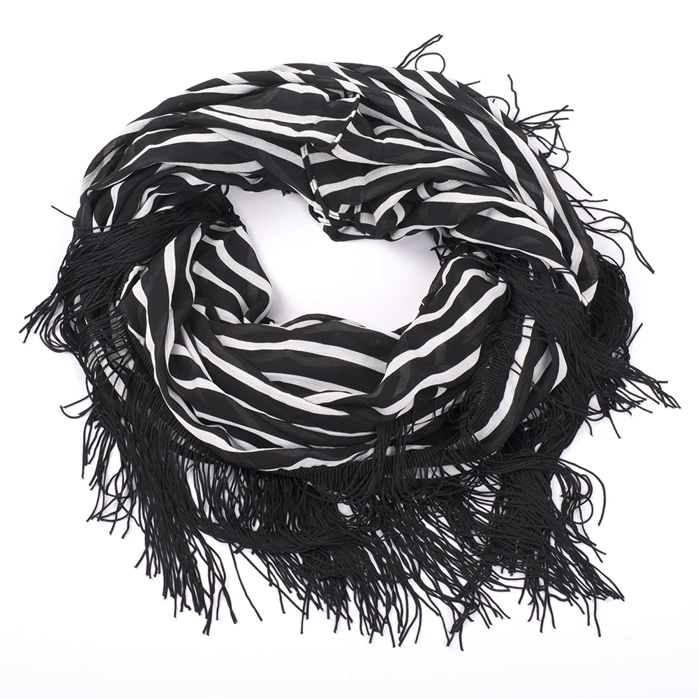 Женский шарф в полоску черно-белый шарф-колечко с принтом зебры мягкая шаль |