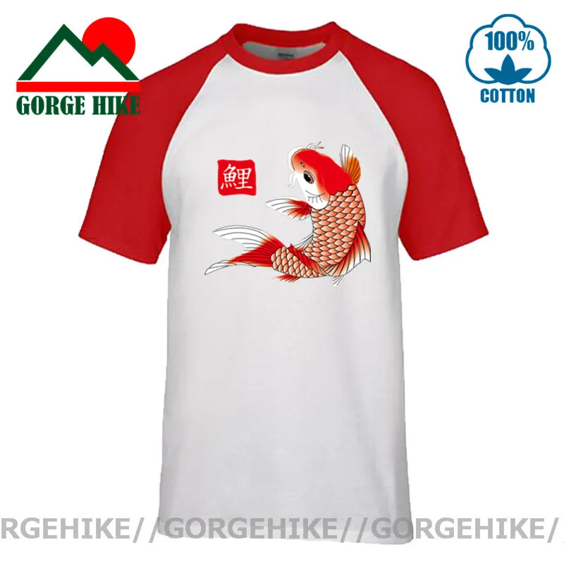 Японские иероглифы Стиль Koi со стилизованным изображением рыбки футболка для
