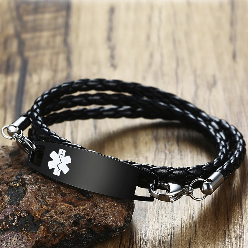 Персонализированные гравировальные медицинские браслеты с оплеткой в виде ID