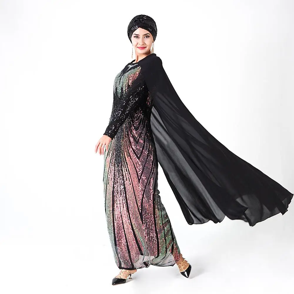 Накидка с пайетками для женщин abaya Длинное Макси платье вечернее коктейльное
