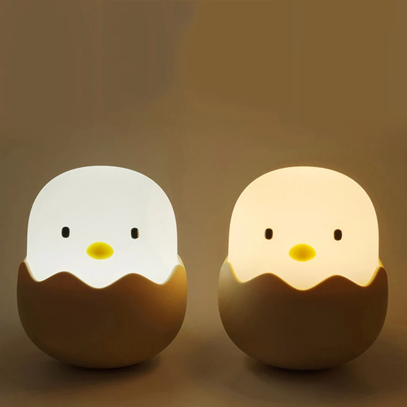 LED Children's Night Light for Kids Soft Silicone USB Rechargeable Bedroom Decoration Gift Animal Chick Touch Night Light