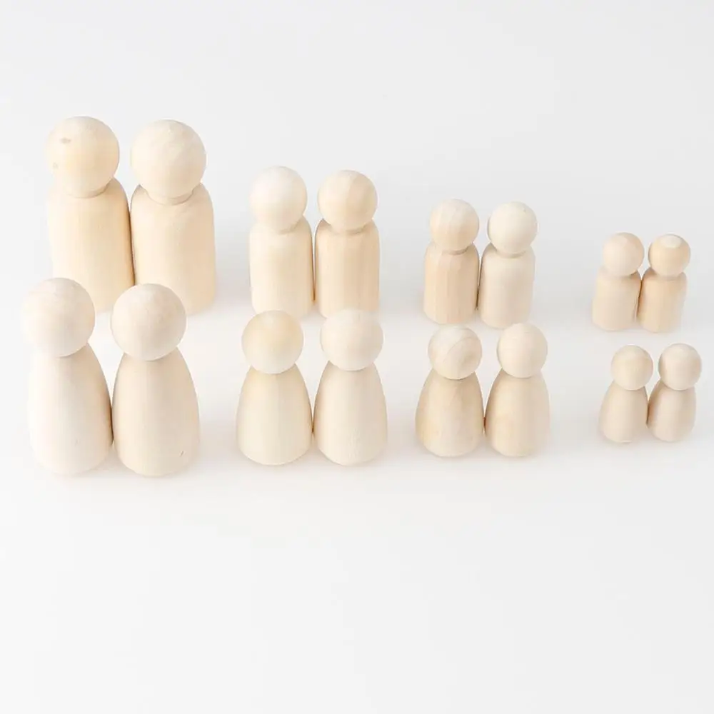 

5pc Wood Crafts Boy Girl Unfinished Wood DIY Art Craft Painting Family Men & Women Wood Peg Dolls Toys Home Decoration