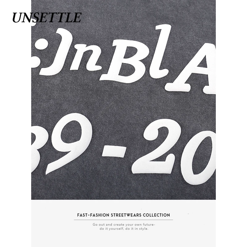 UNSETTLE футболка с забавным принтом тяжелая ткань потертая уличная мода Мужская в