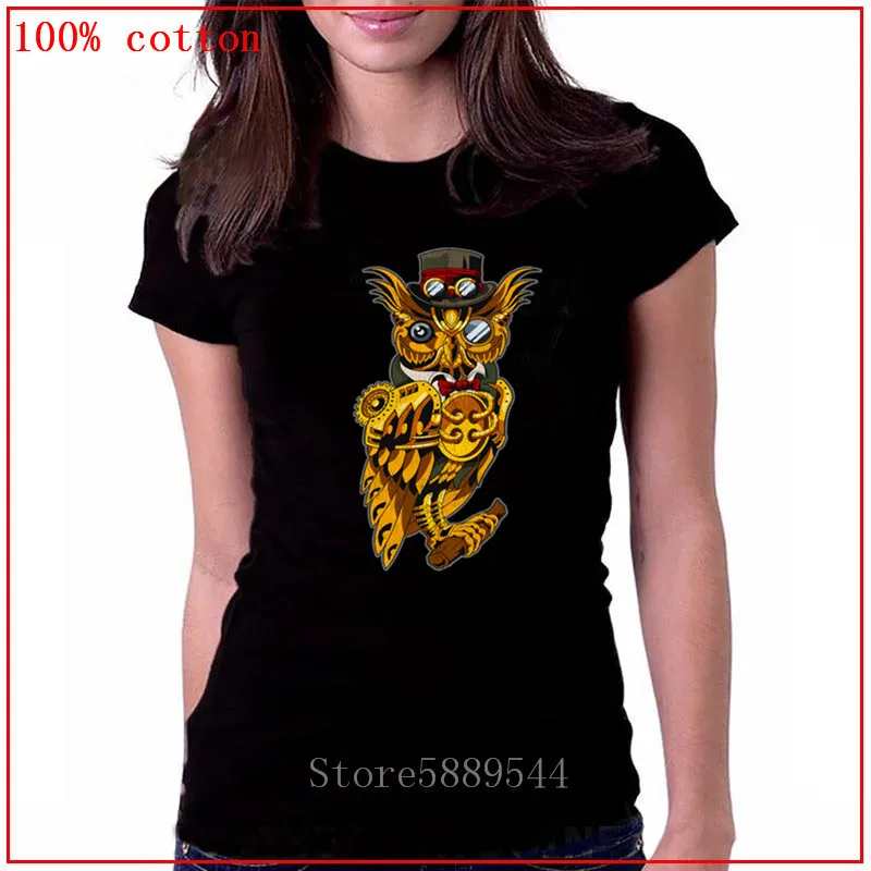 Элегантная Милая футболка в стиле стимпанк с совой модная брендовая одежда 2020